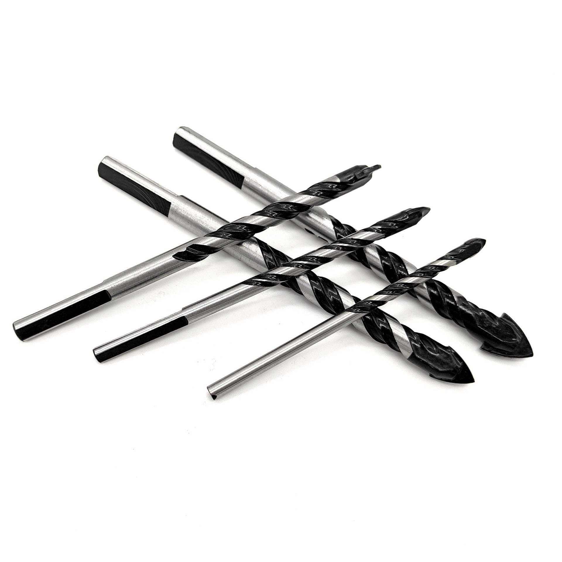 Single-thread powder-coated alloy drilling triangular drill bit for ceramic tiles, black drill bit for electric drills.
